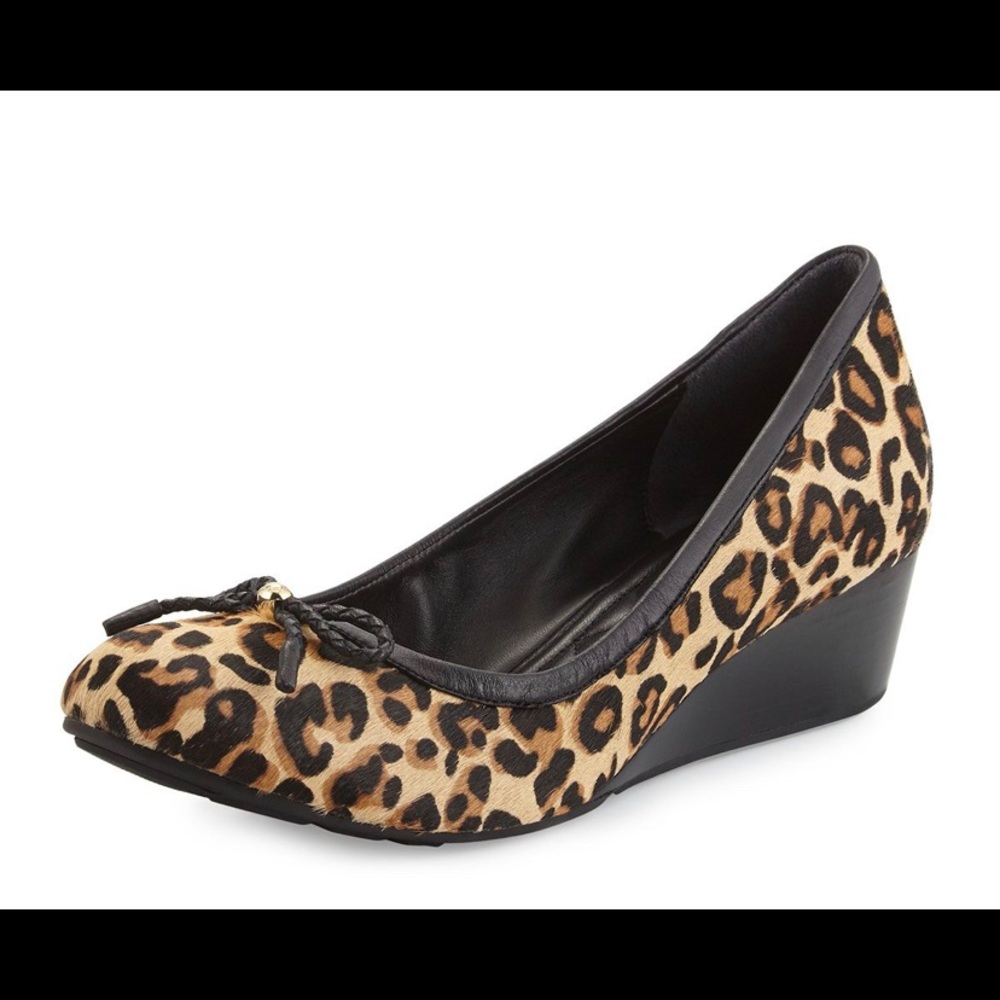 Cole Han Tali Calf-Hair Wedge Pump, Ocelot 9 NWOT